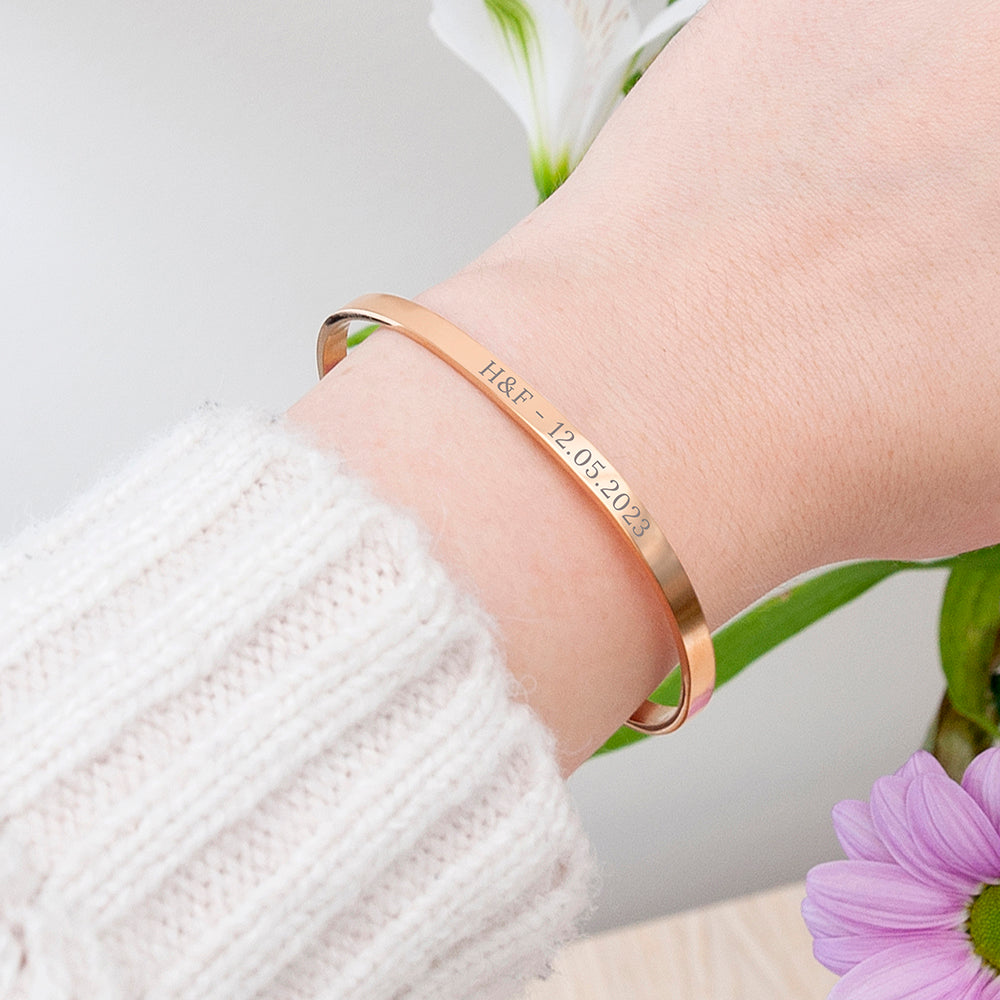 Personalised Rose Gold Affirmation Bangle Bracelet